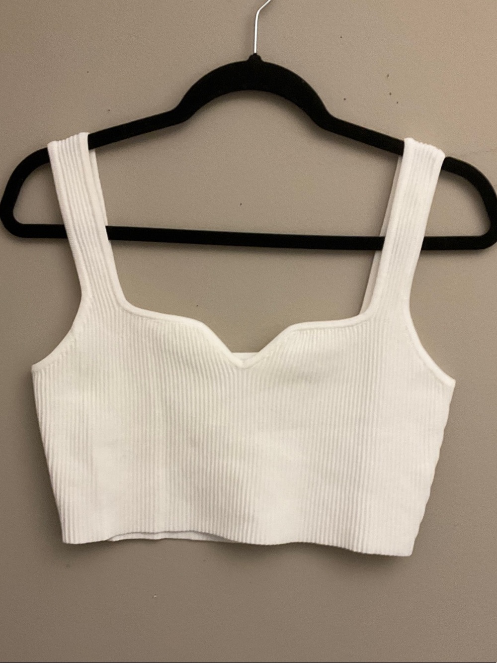 Promise White Ribbed Sweetheart Crop Top
